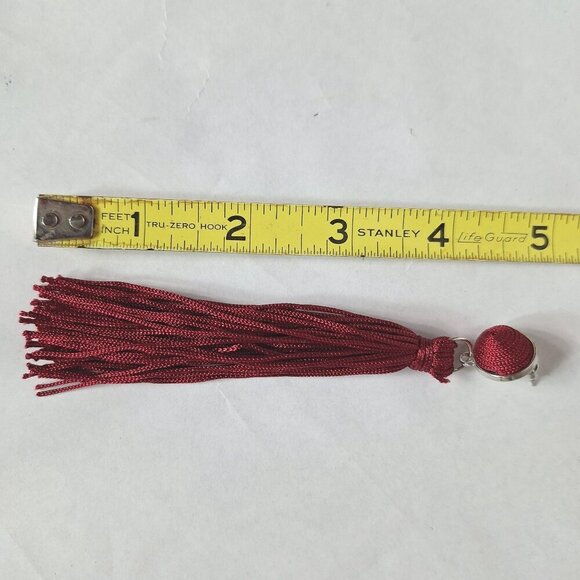 Red Tassel Dangle Drop Earrings Boho Costume Jewelry - Picture 3 of 3